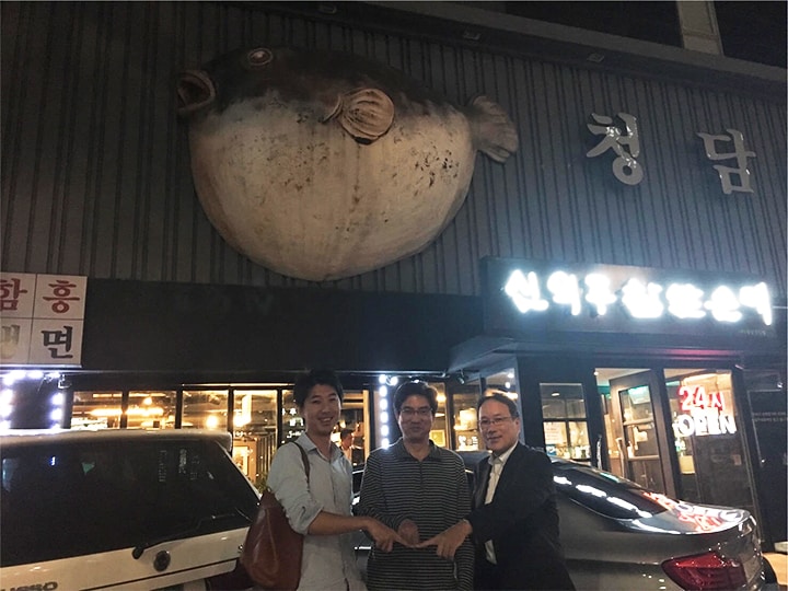 河豚屋さんでランデブー。（安藤先生、山本先生）